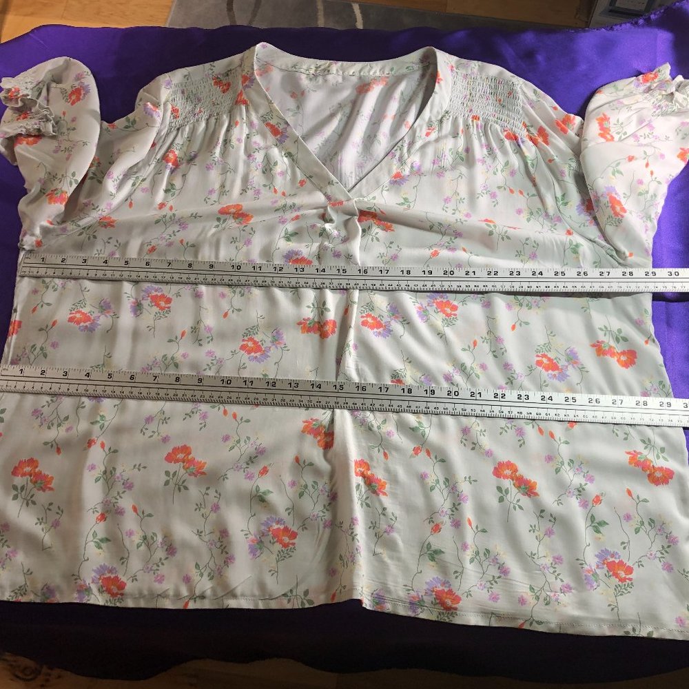 📌 Floral Spring / Summer Plus Size Pull On 3/4 Sleeves Blouse - Picture 10 of 13